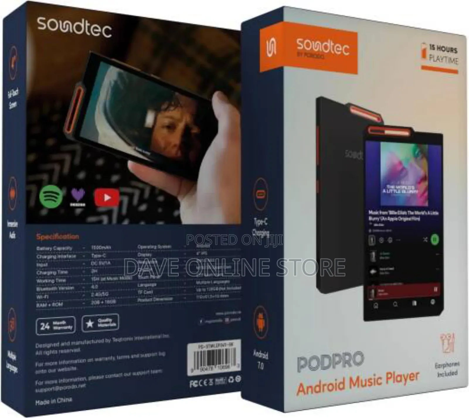 Porodo Soundtec Pod Pro Android Music Player 4" - Black