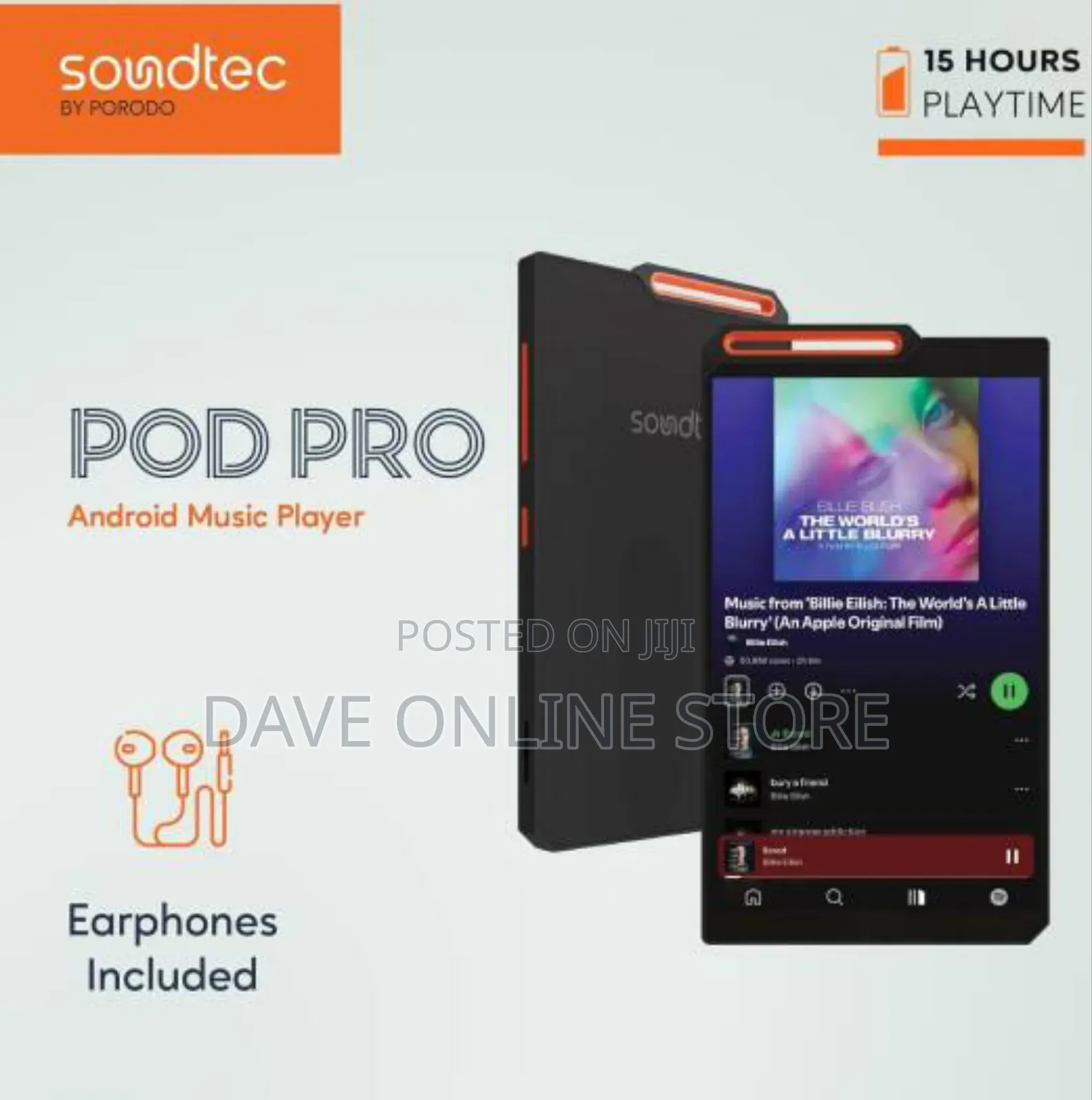 Porodo Soundtec Pod Pro Android Music Player 4" - Black