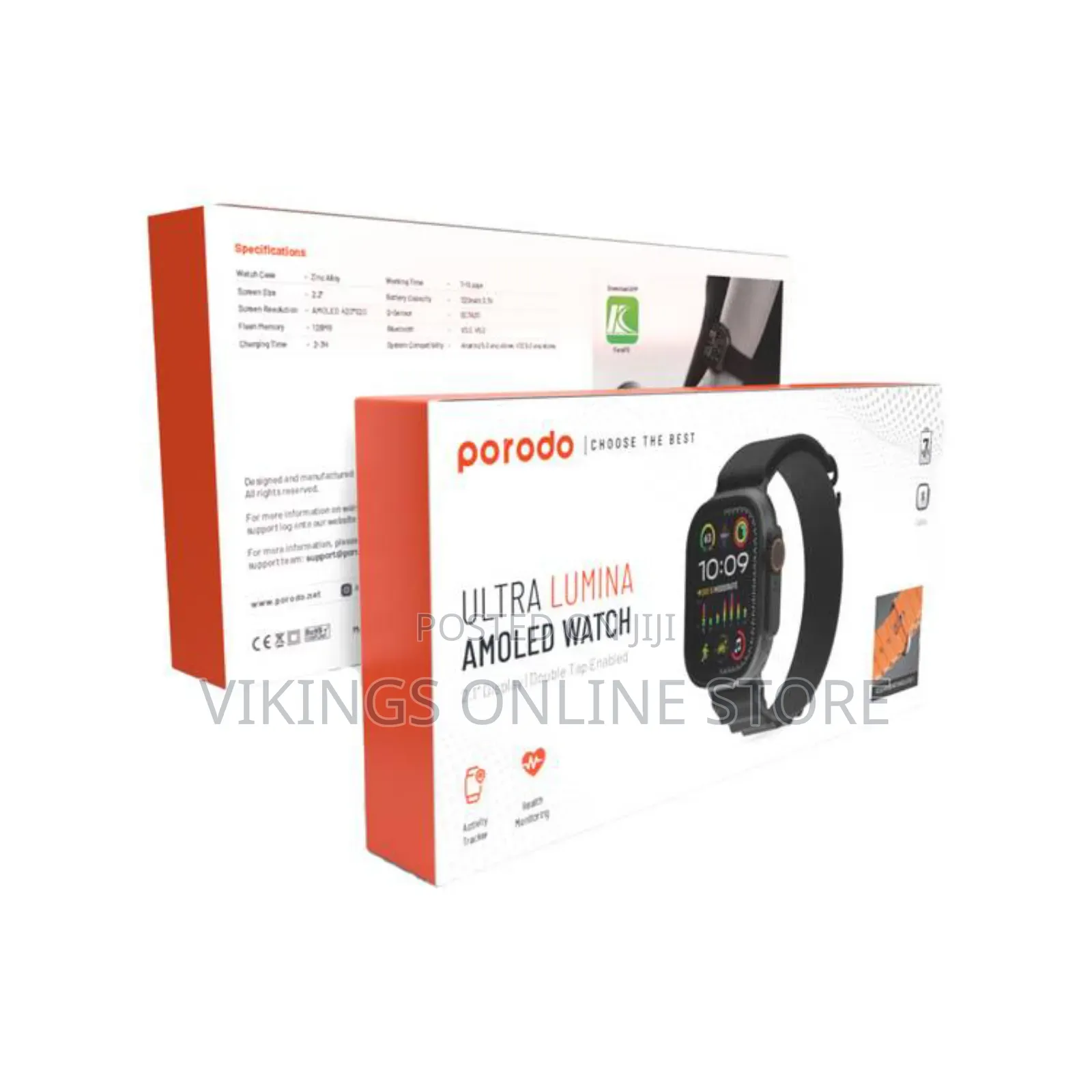Porodo Ultra Lumina Smartwatch With 320mah Battery - Black