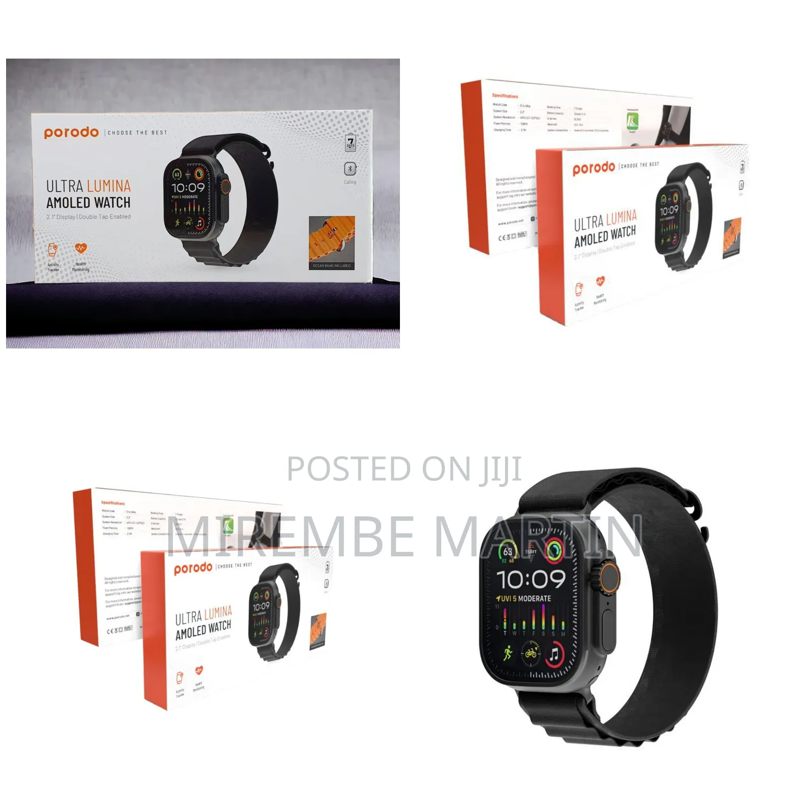 Porodo Ultra Lumina Amoled Watch Black Pd-Lumina-Bk