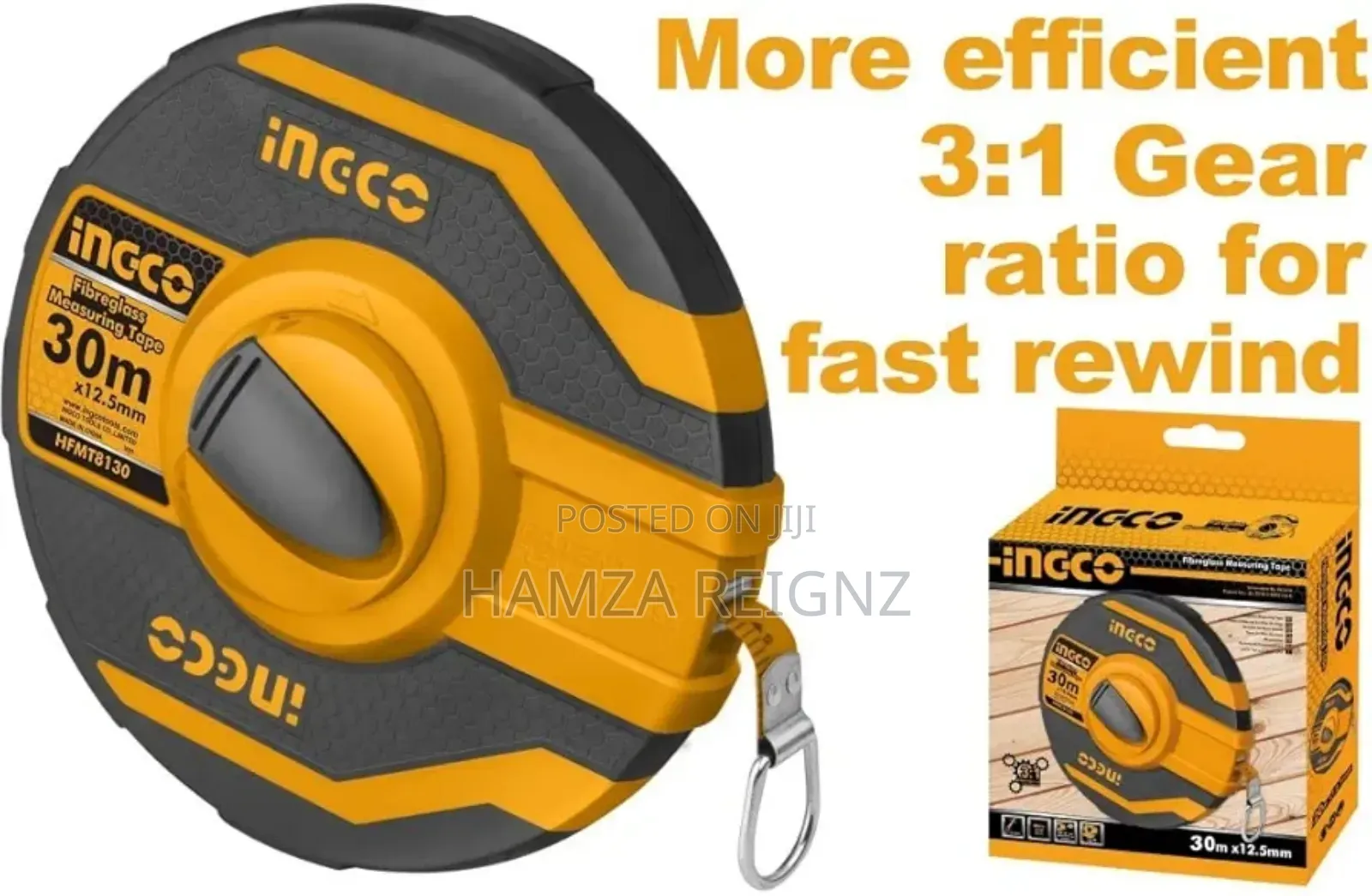 Ingco Hsmt8430 Steel Measuring Tape- Orange Black
