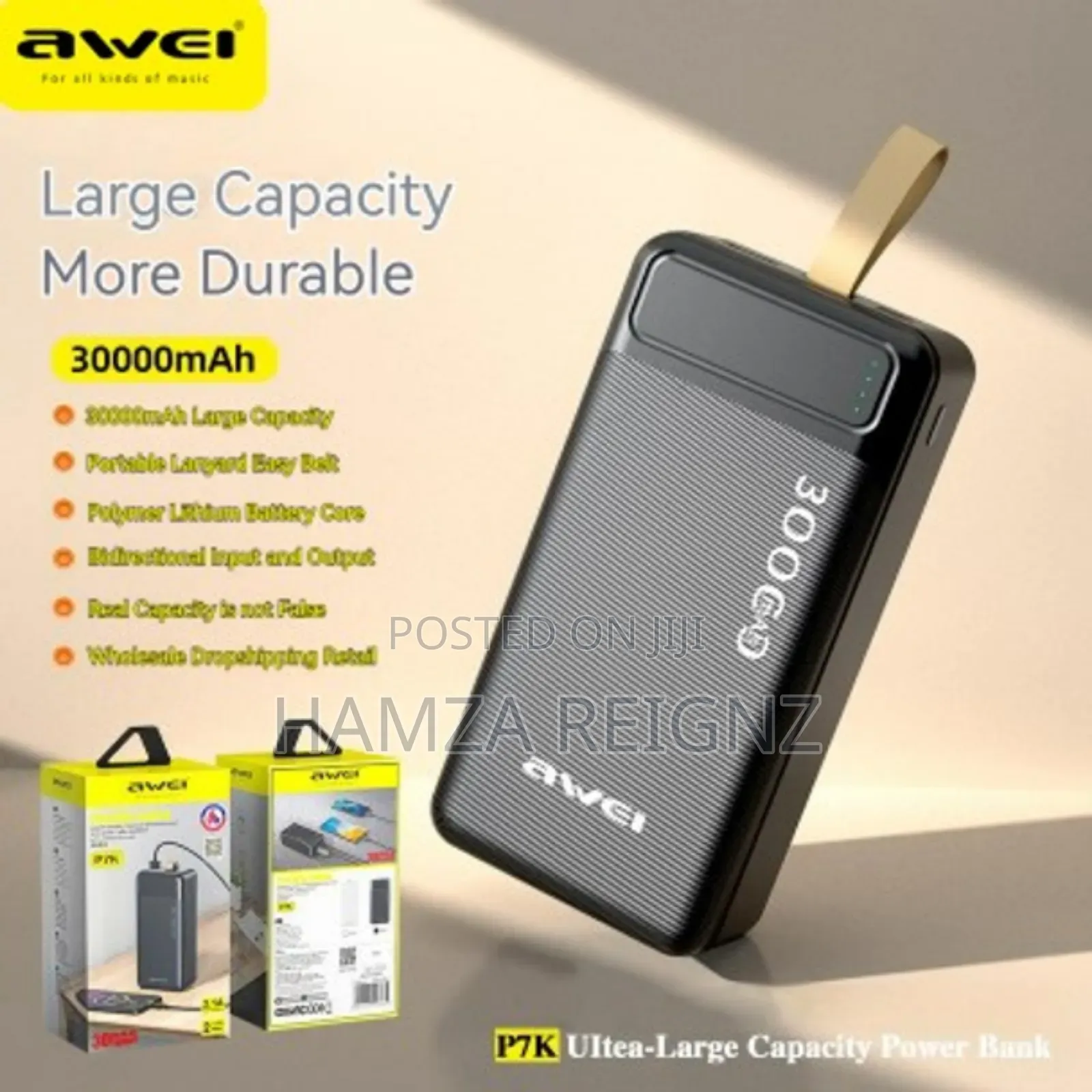 Awei P7k 30000mah Fast Charging Power Bank