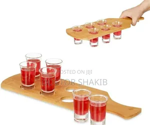 New Bamboo Handles 6 Glasses Wine Shot Holder