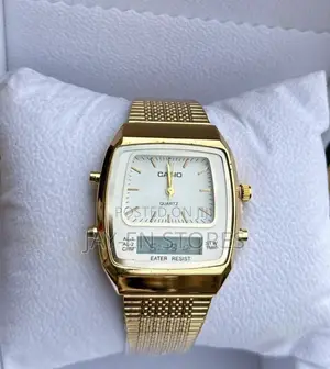 Gold With White Dispay Casio Eater Resist Quartz