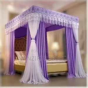 Photo - 4stand Mosquito Net Purple Mixed With White