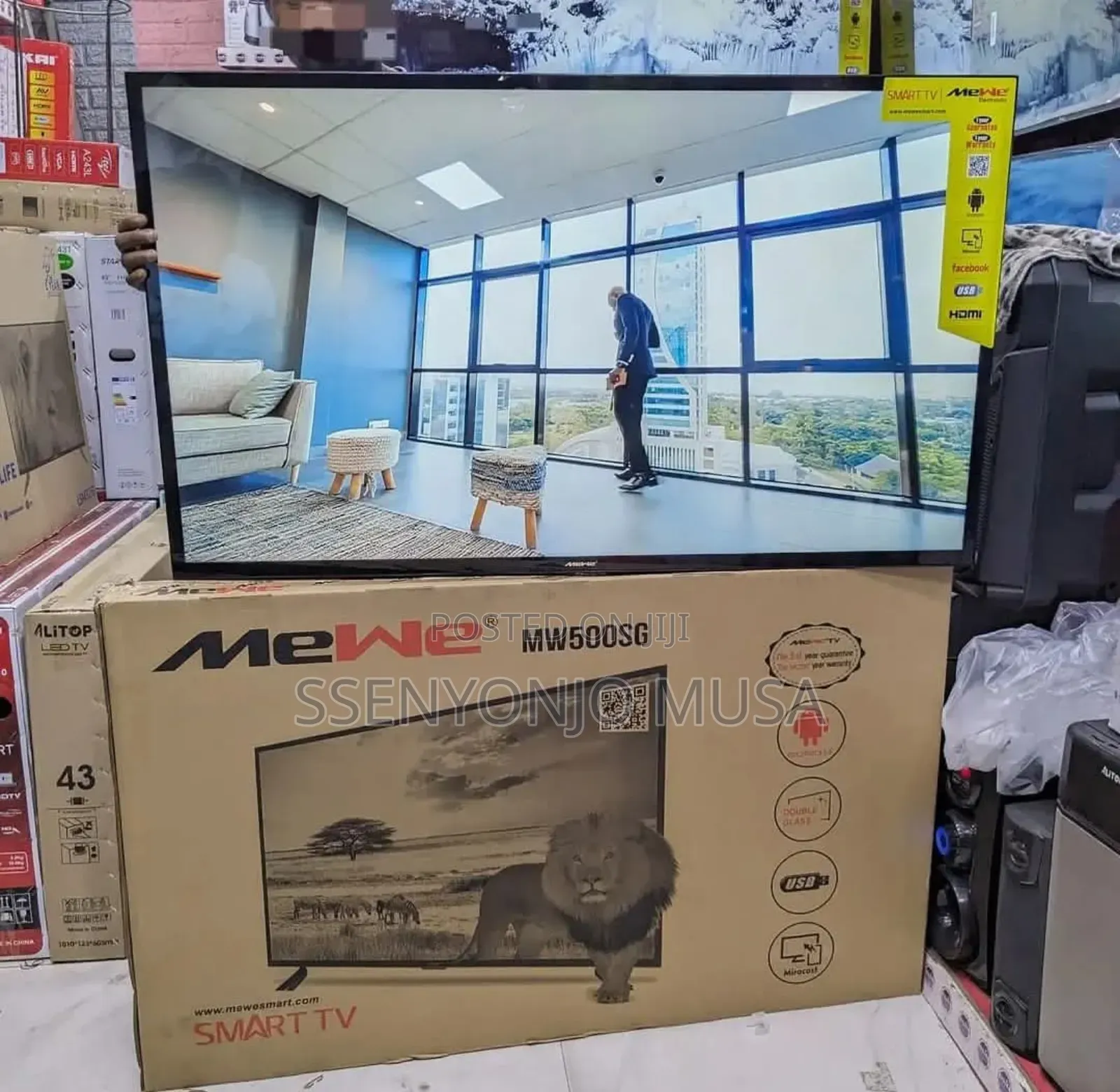 Mewe 50" Android Smart Led Tv - 1366x768 Resolution, Black