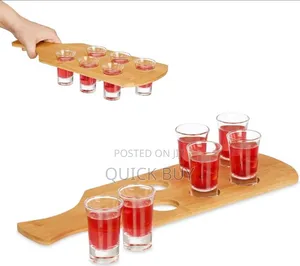 Bamboo Handles 6 Glasses Wine Shot Holder