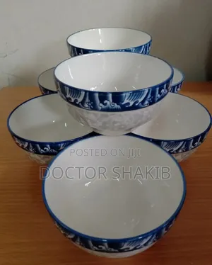 Heavy-Duty Set of Ceramic Soup Salad Bowls - 6pcs