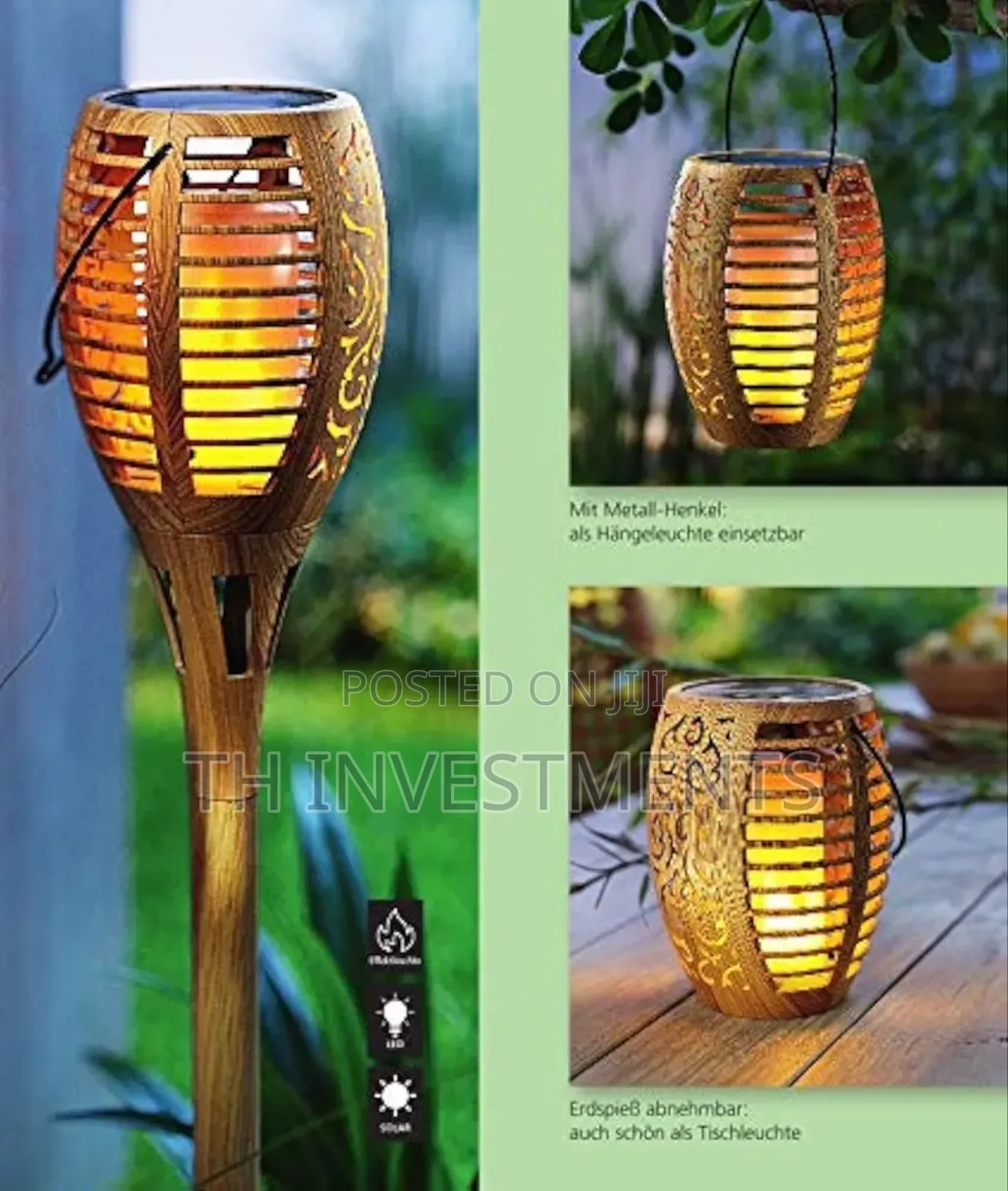 Sun Candle Solar Garden Torch Hanging Light