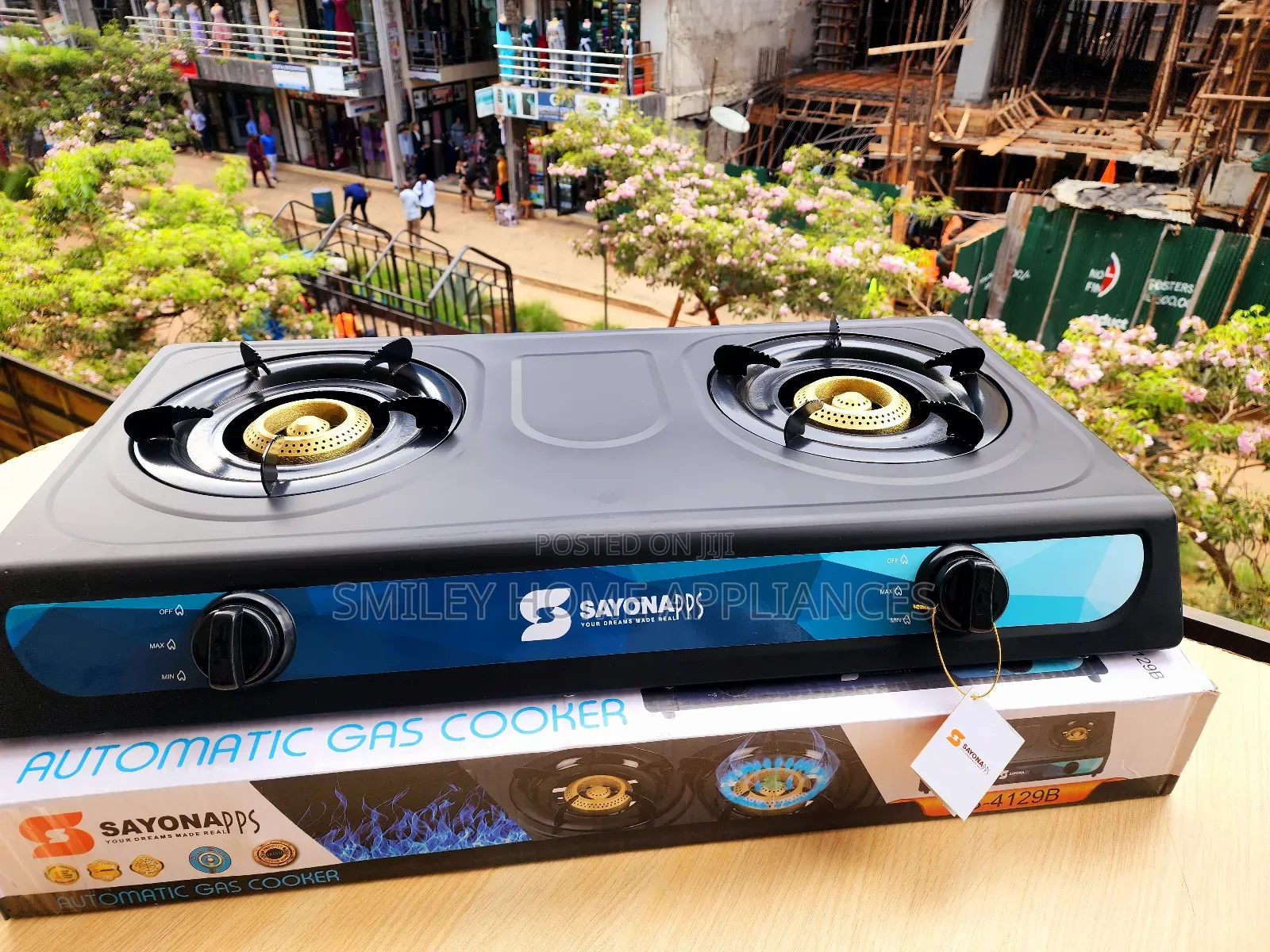 Sayona Matte Black Double Gas Burner