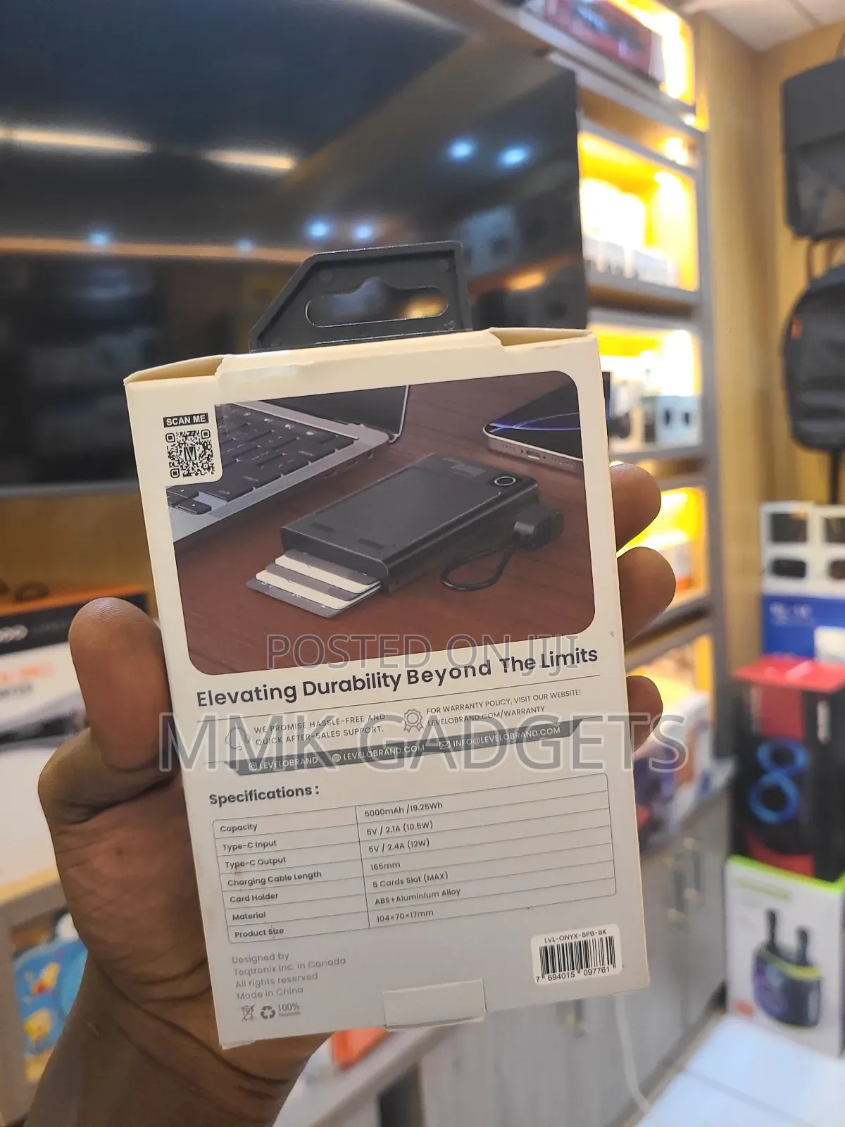 Levelo Onxy 3 in 1 Portable Wallet Powerbank