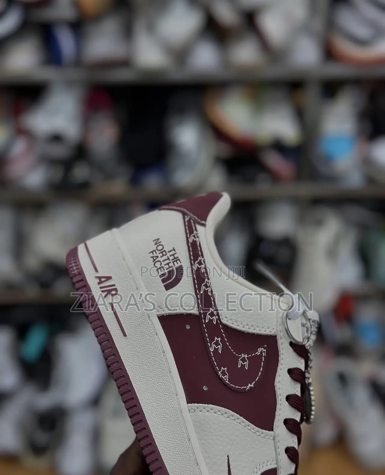 Maroon White Nike Air Force 1 the North Face Sneakers