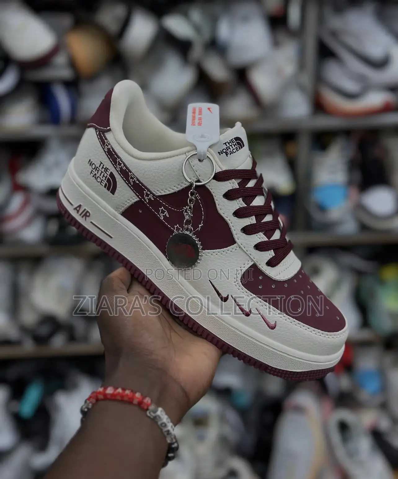 Maroon White Nike Air Force 1 the North Face Sneakers