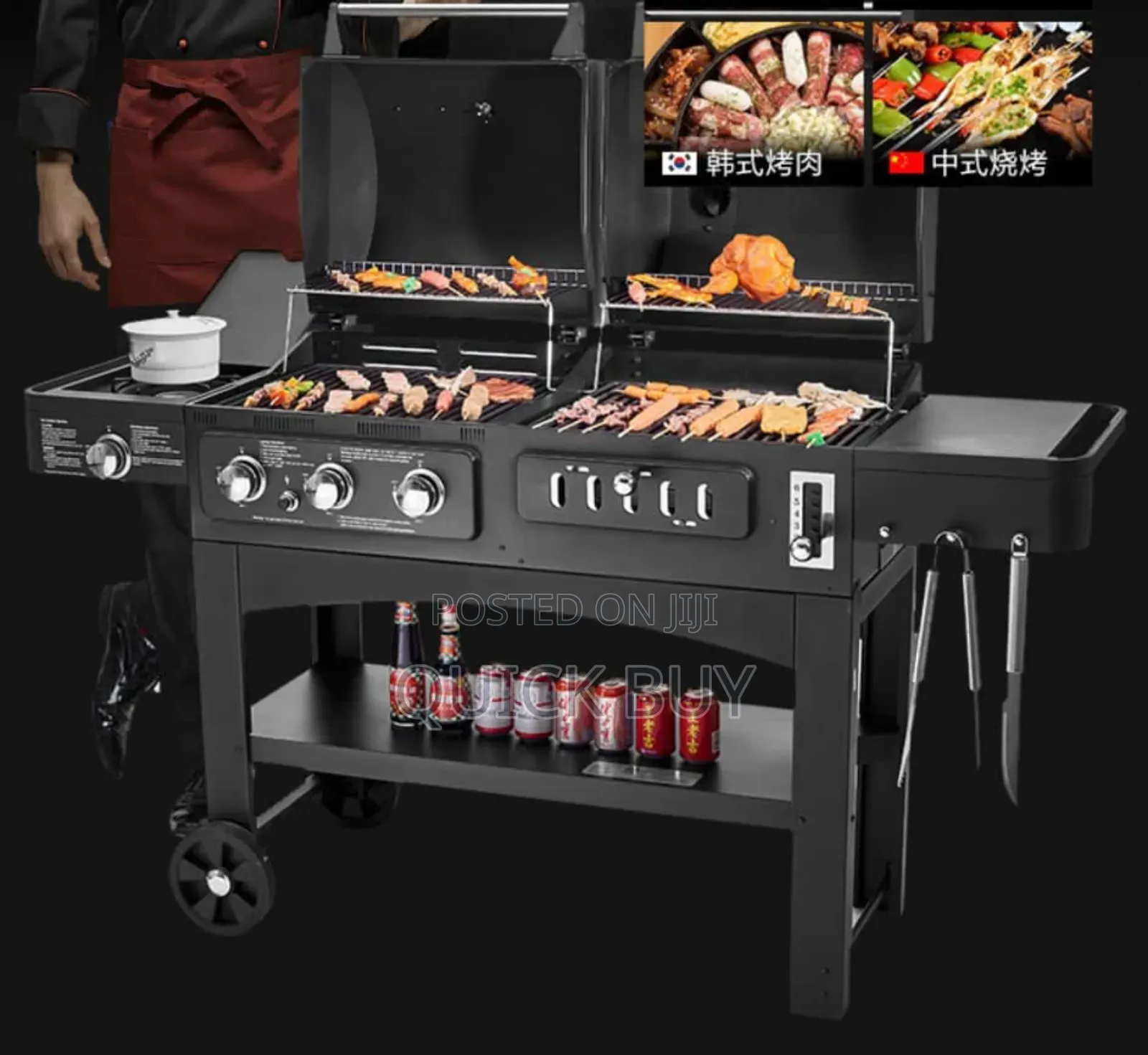 2 in 1 Commercial Luxury Gas Grill + Charcoal BBQ Grill