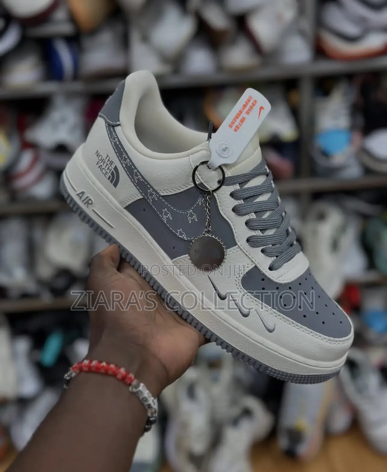 Original Gray and White Nike Air Force 1 the North Face Shoe