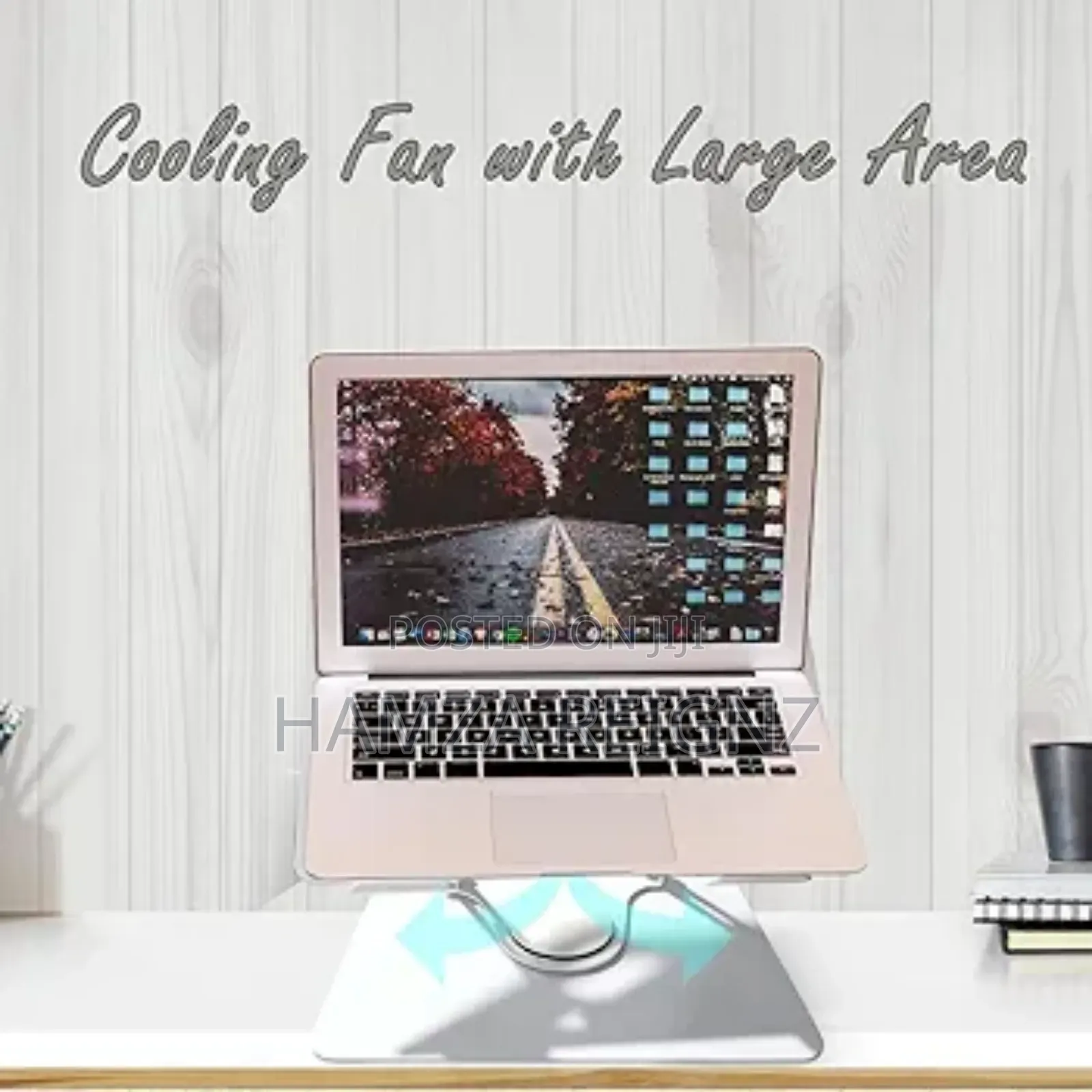 Tabletop Laptop Stand With Double Fan 360 Degree Rotating