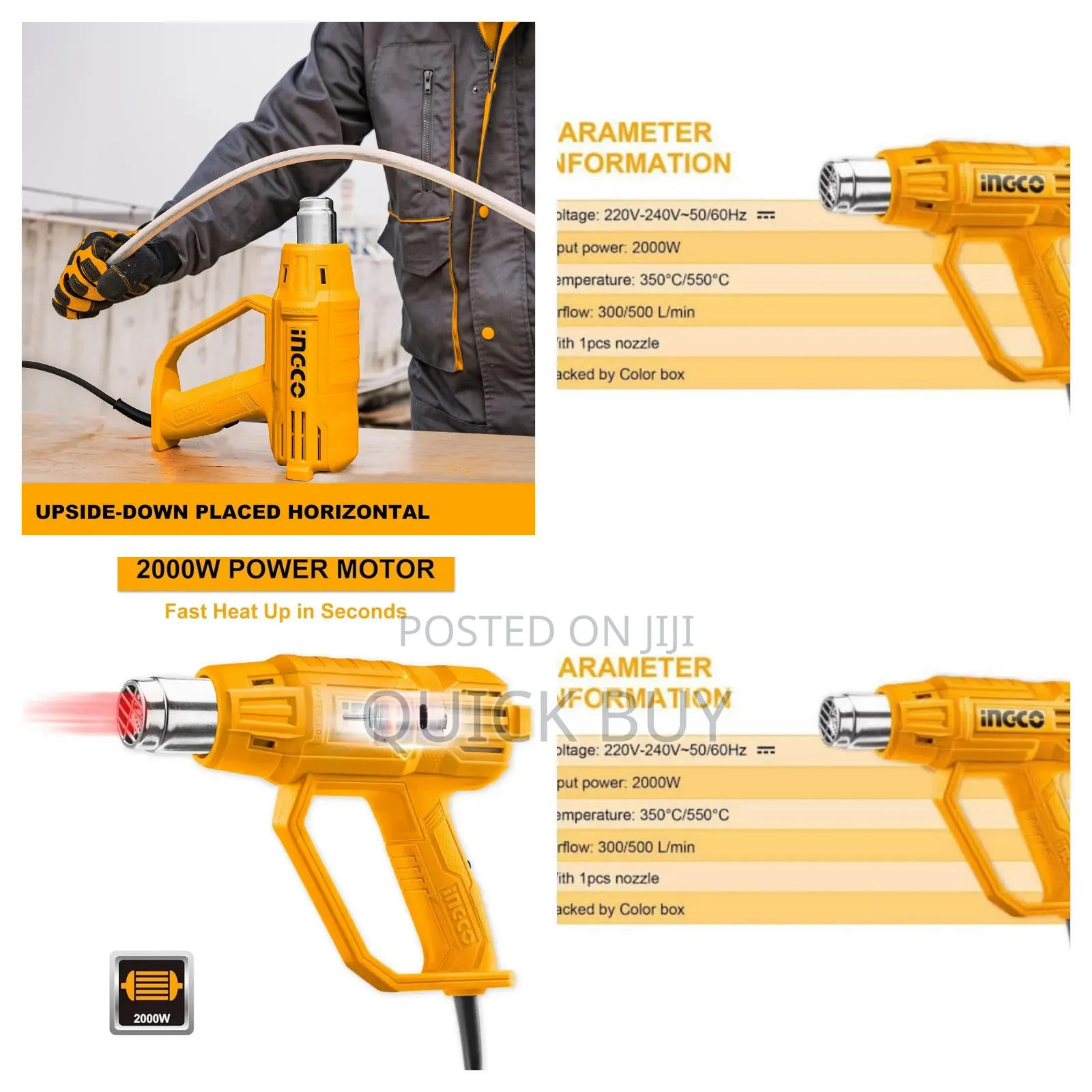 Ingco Heat Gun, 2000w Heavy Duty-New