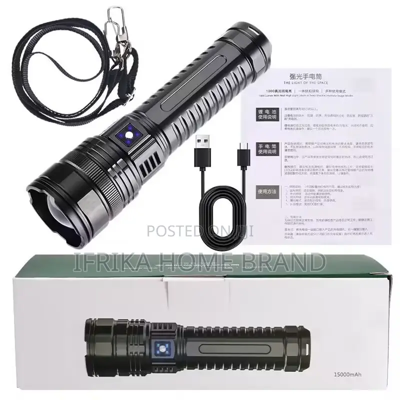 White Laser Telescopic Zoom Flashlight Usb Rechargeable