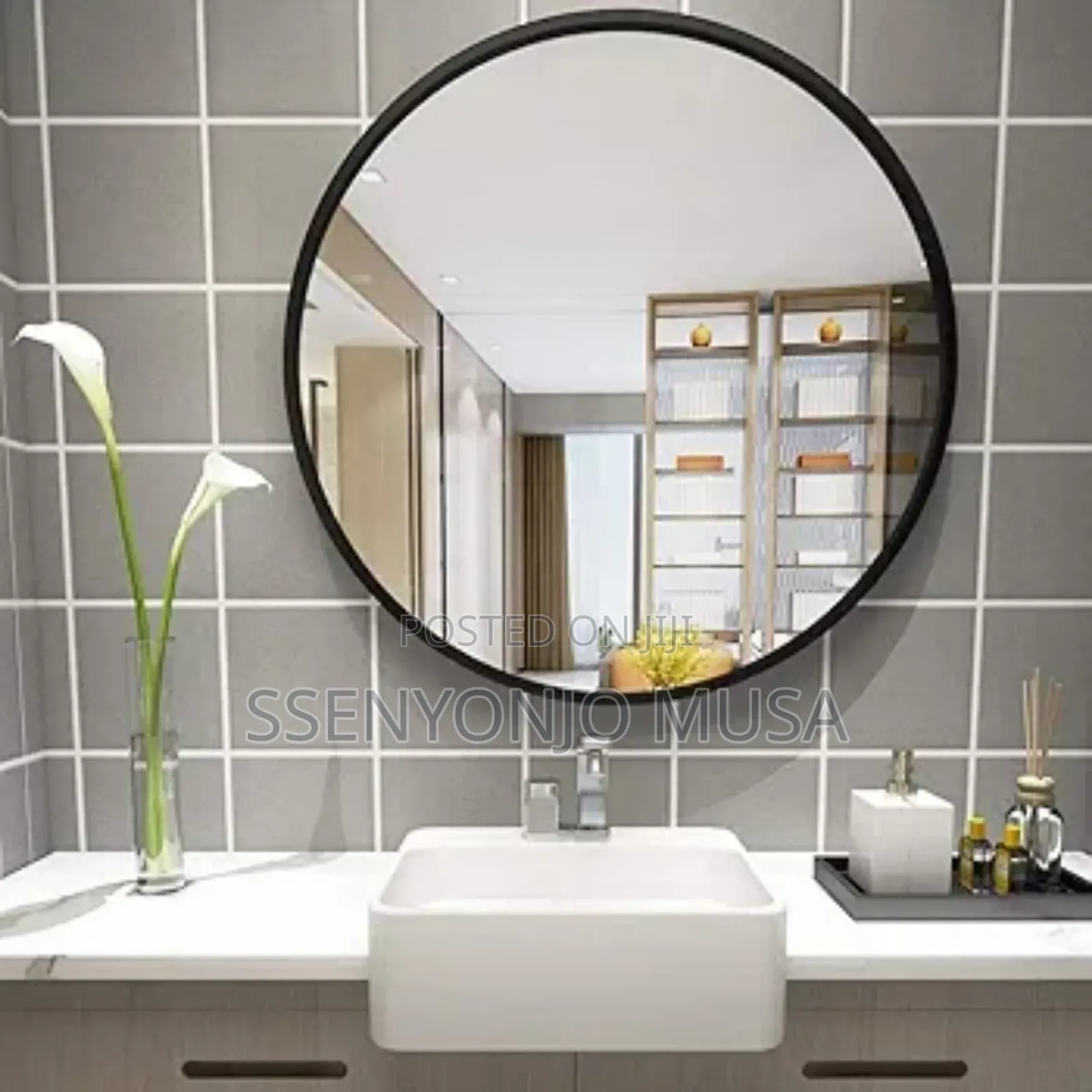 Modern Round Wall Mirror - 70x70cm/80x80cm, Frame, Large