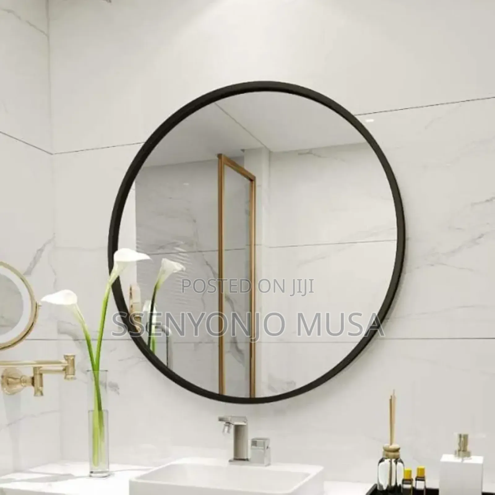 Modern Round Wall Mirror - 70x70cm/80x80cm, Frame, Large