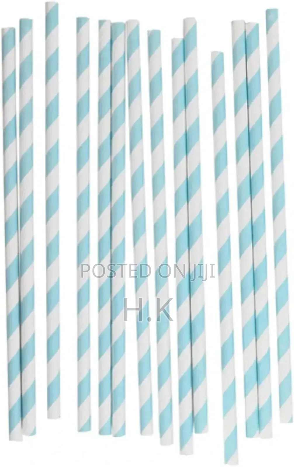 20pcs Blue and Wthite Striped Paper Straws