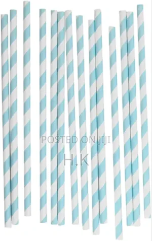 20pcs Blue and Wthite Striped Paper Straws