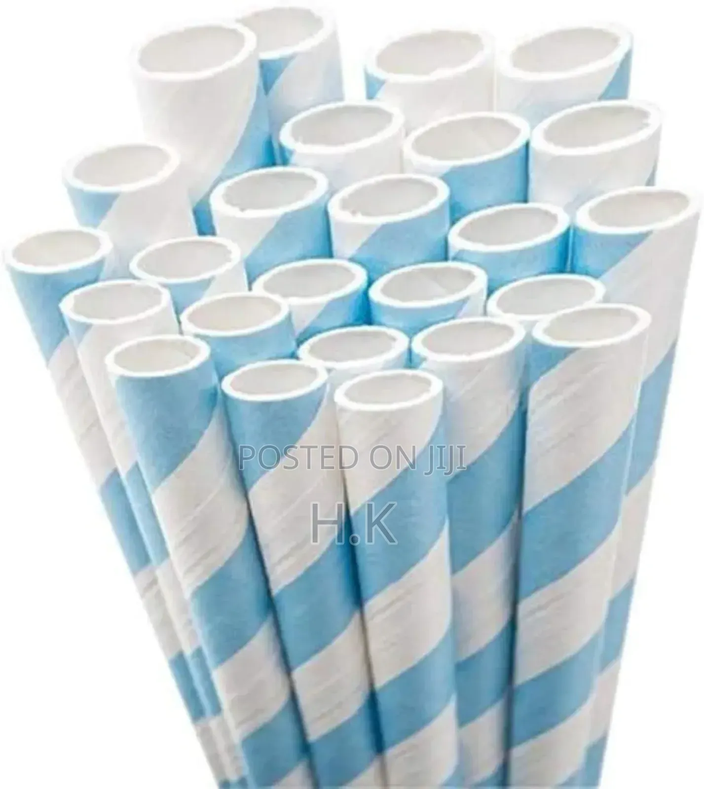 20pcs Blue and Wthite Striped Paper Straws