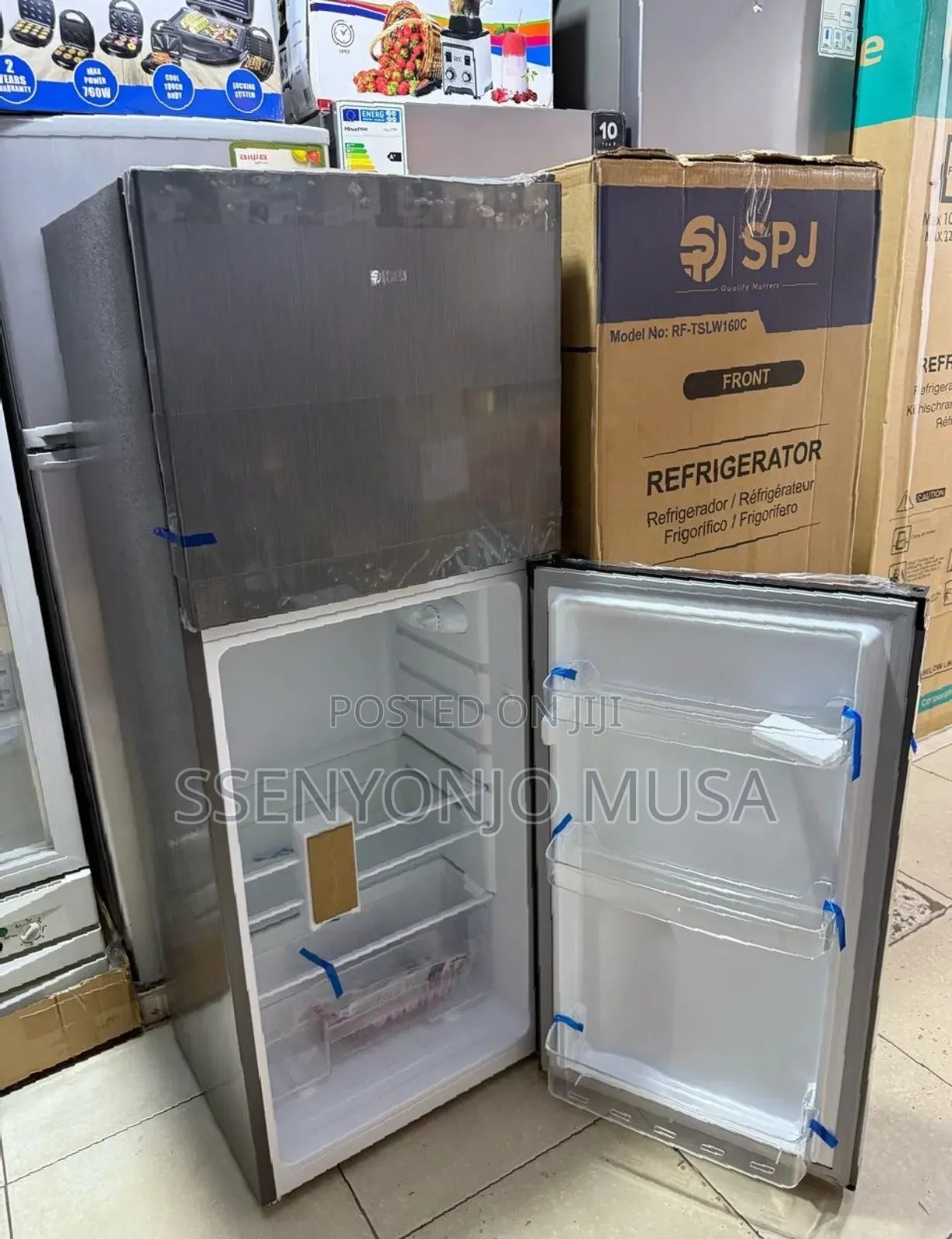 SPJ 160l Double Door Fridge - Top Freezer, Defrost, Silver-