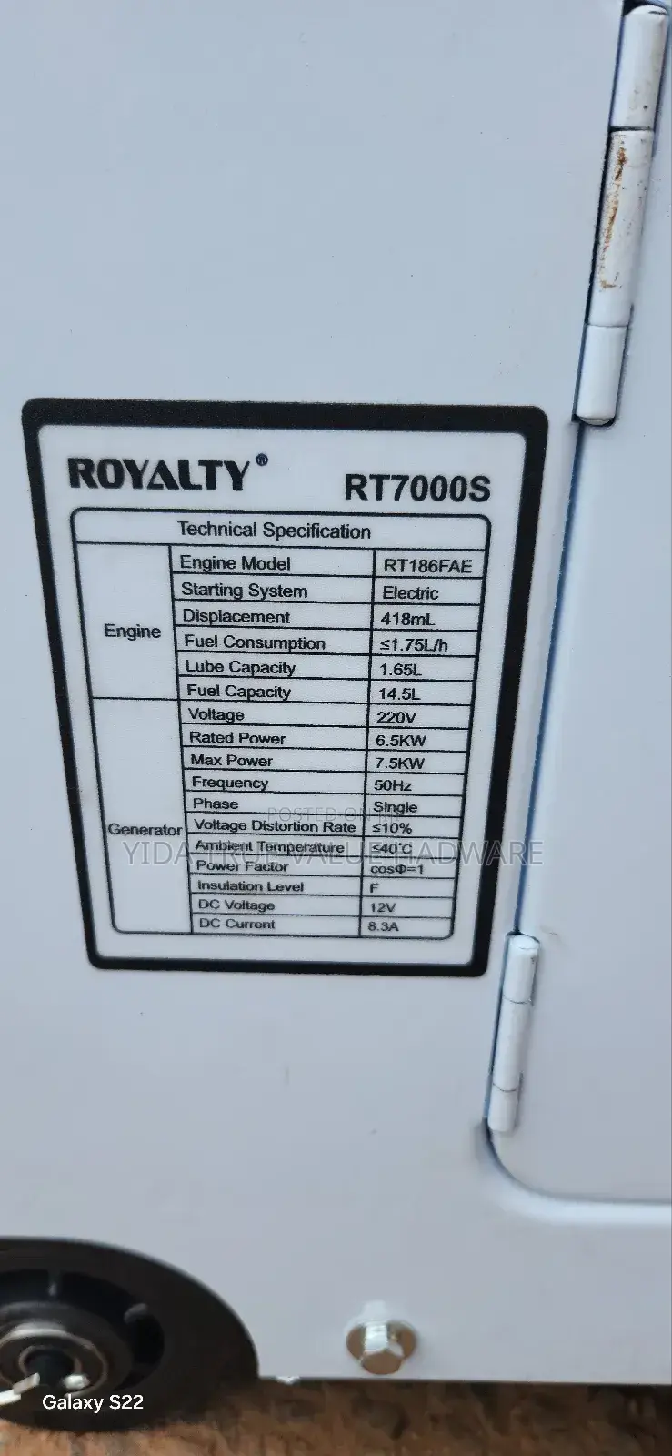 Diesel Generator Royalty Japan 7.5kv