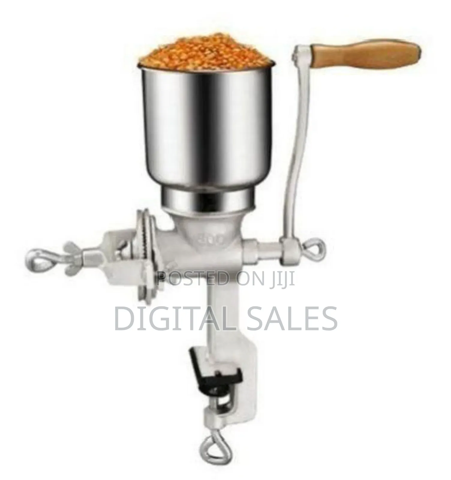 Manual High Hopper Grain Grinder, Silver