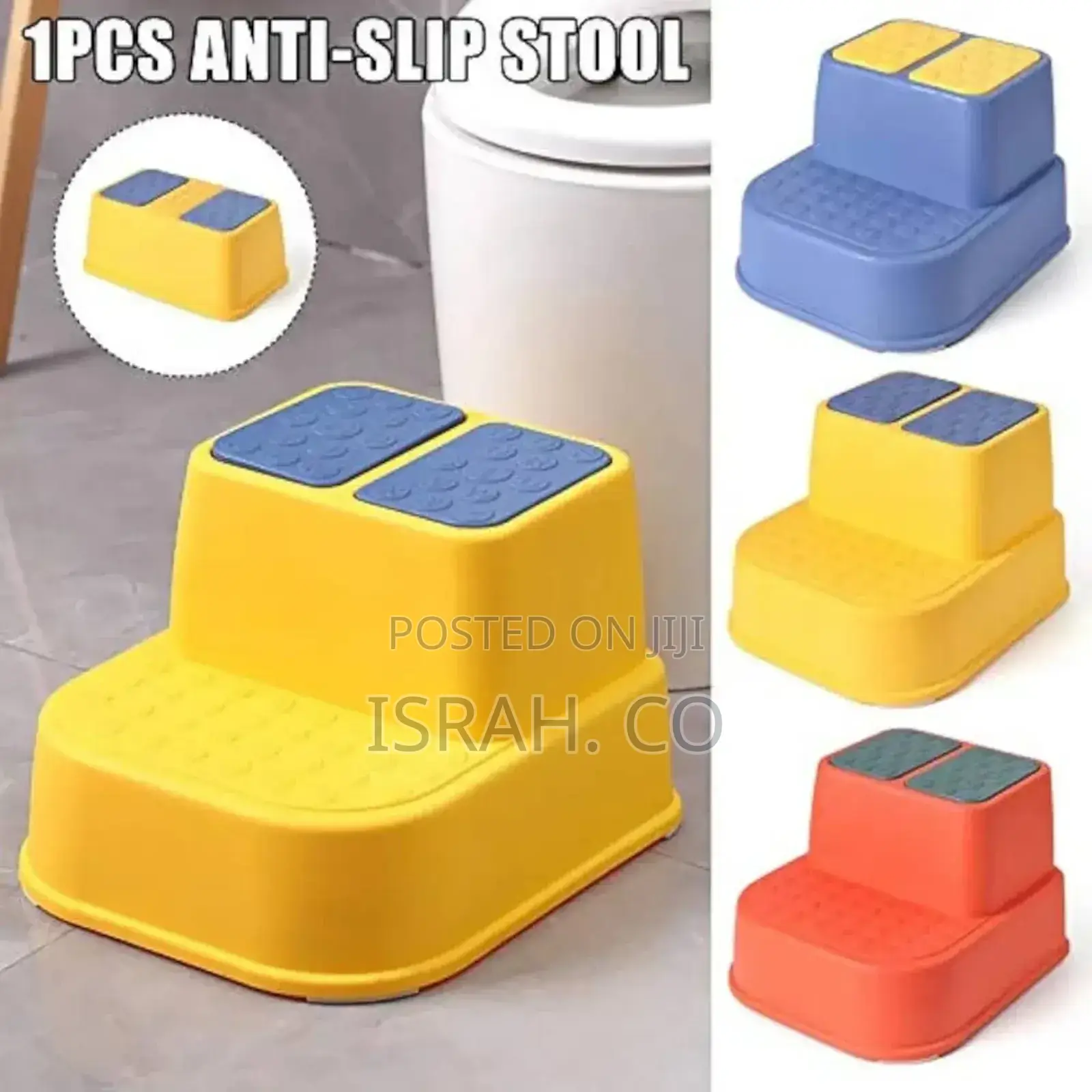 Kids Dual-Height Stepstool With Yellow,Textured Non-Slip Pad