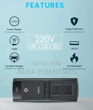 Powerology 500w Universal Multi-Port Car Inverter