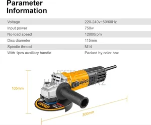 Ingco Angle Grinder With 1pcs Auxiliary Handle 750w