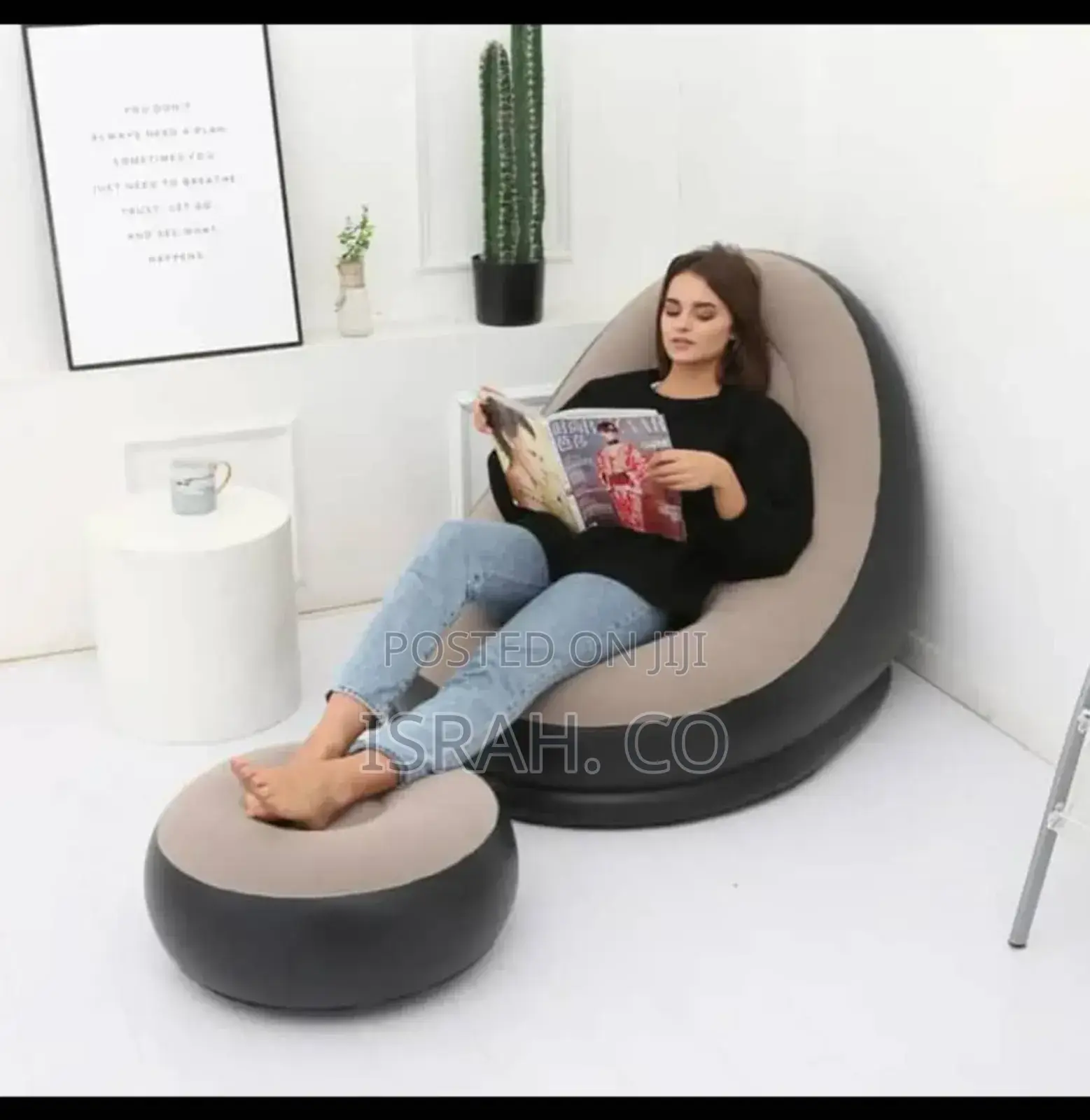 Inflatable Lounge Chair With an Ottoman,