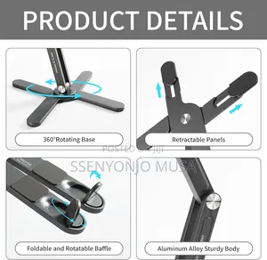 Joyask Gray Laptop Stand - Clip Mount, Aluminium, Swivel