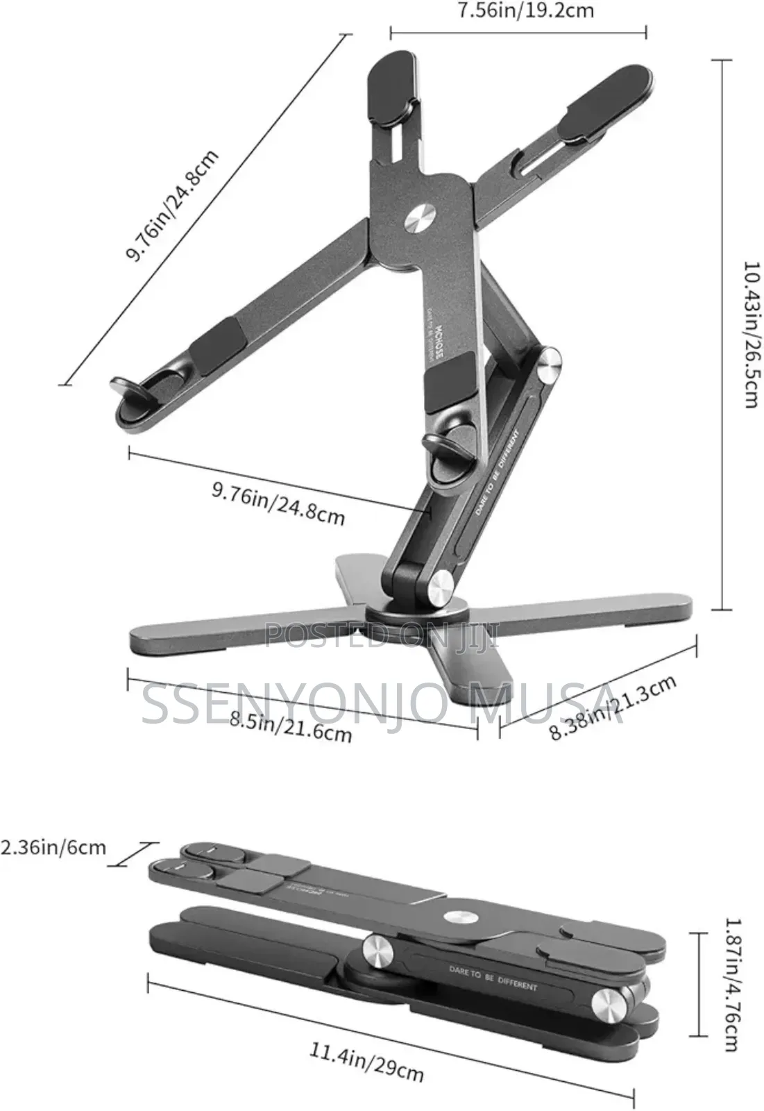 Joyask Gray Laptop Stand - Clip Mount, Aluminium, Swivel