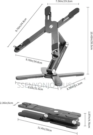 Joyask Gray Laptop Stand - Clip Mount, Aluminium, Swivel