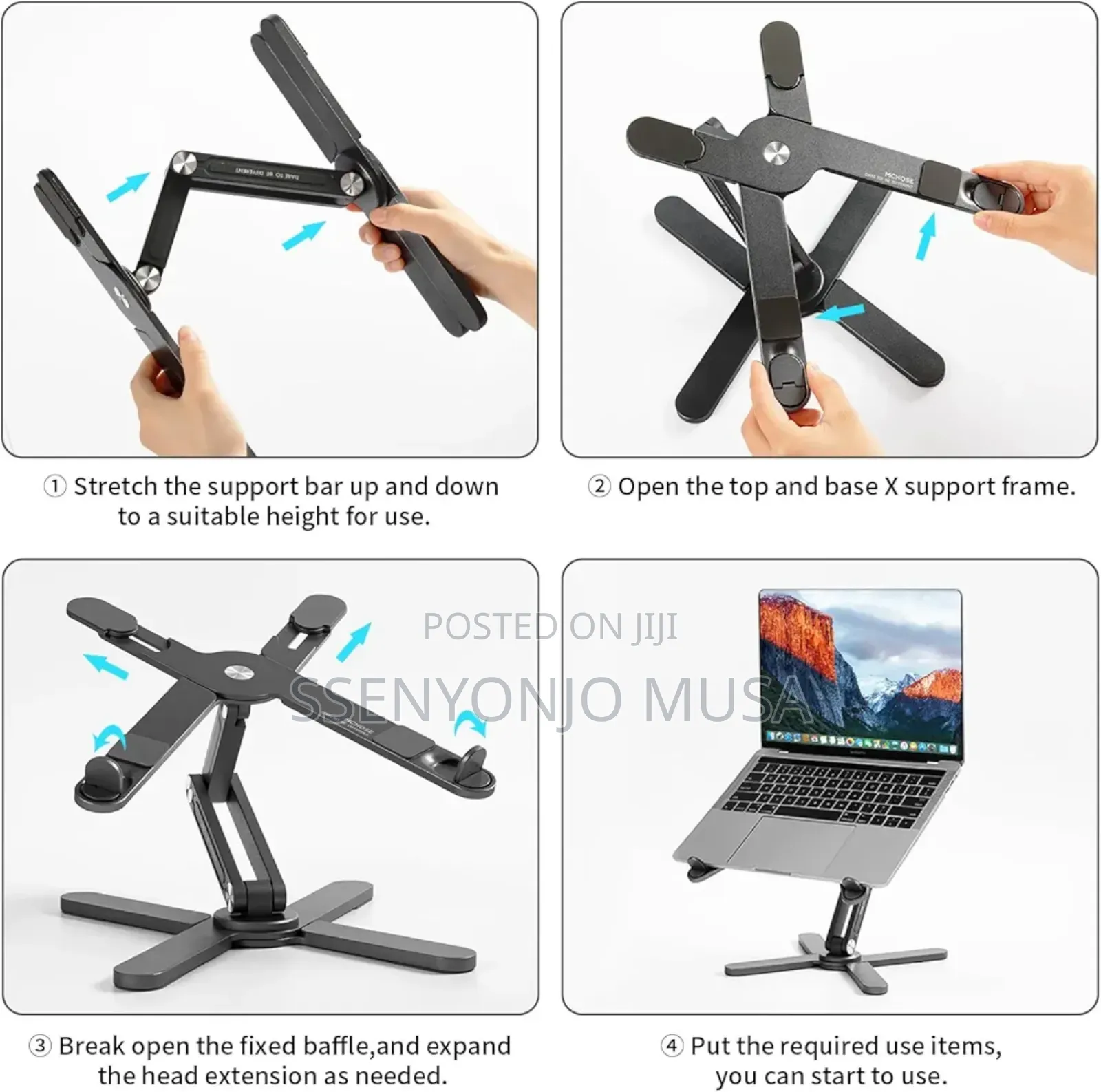 Joyask Gray Laptop Stand - Clip Mount, Aluminium, Swivel