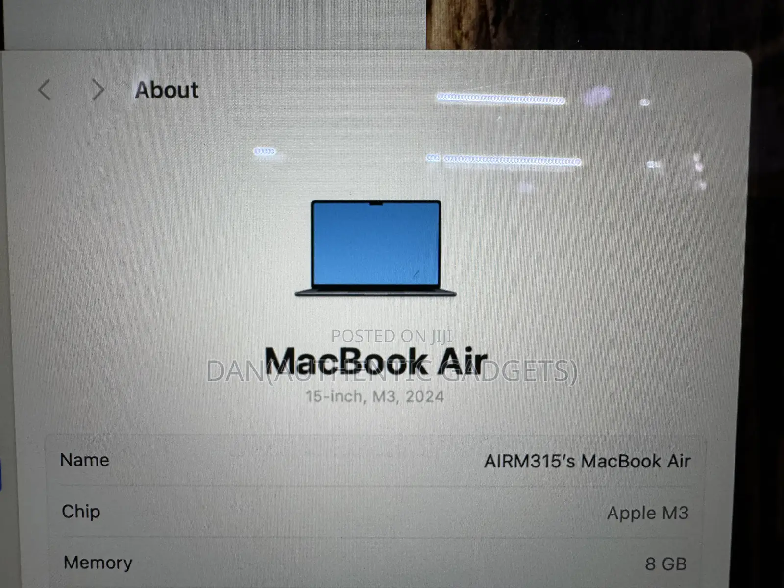 Laptop Apple MacBook Air 2024 M3 15-Inch 8GB Apple M3 SSD 256GB