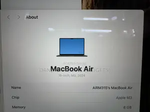 Laptop Apple MacBook Air 2024 M3 15-Inch 8GB Apple M3 SSD 256GB