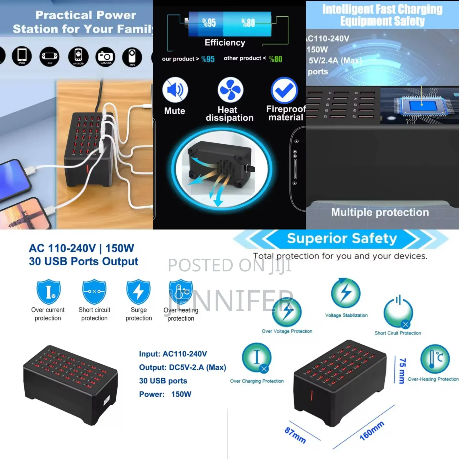 30-Port 150w/30a Multiple Usb Charging Station