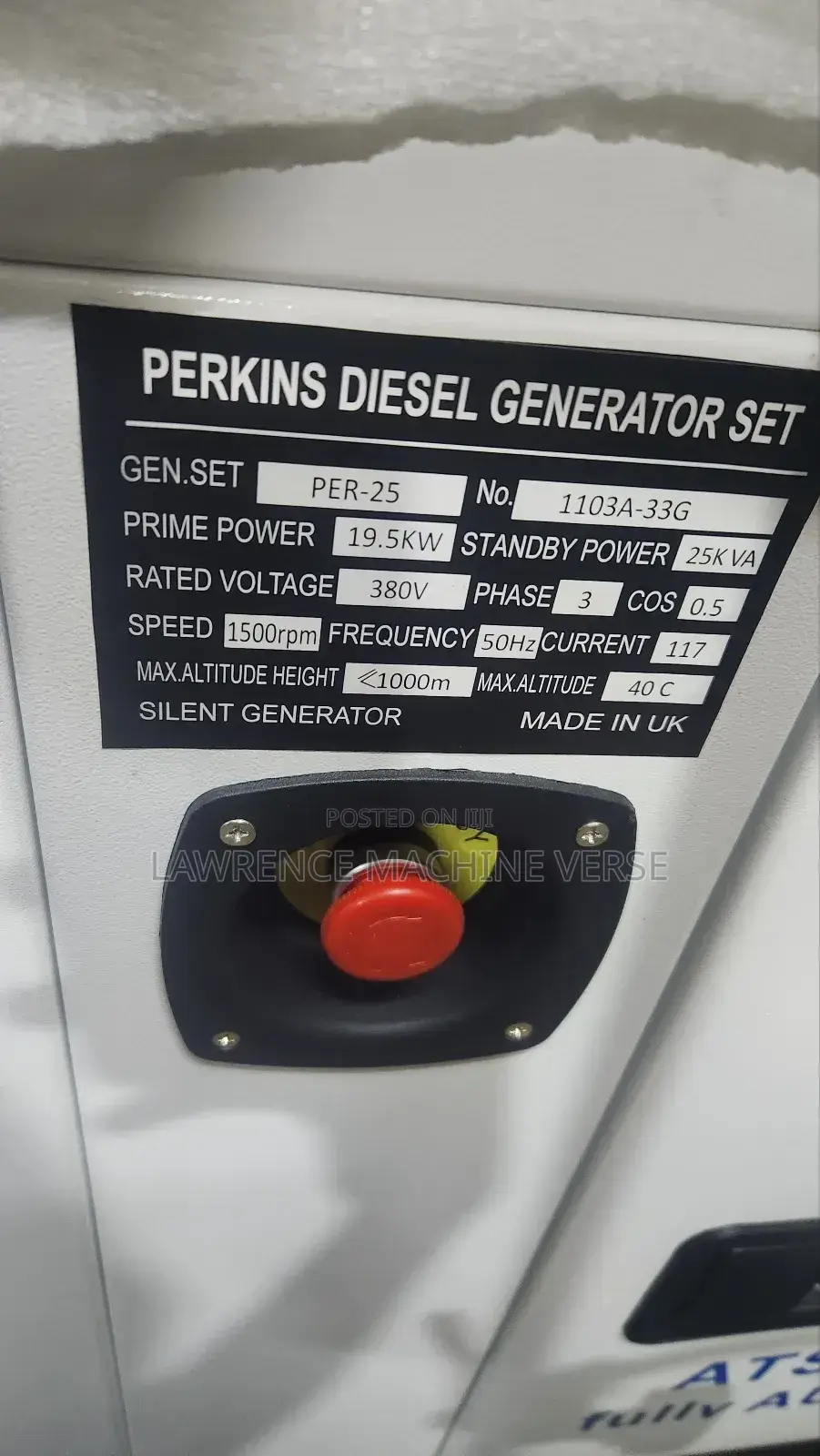 Perkins Diesel Generator 25kva