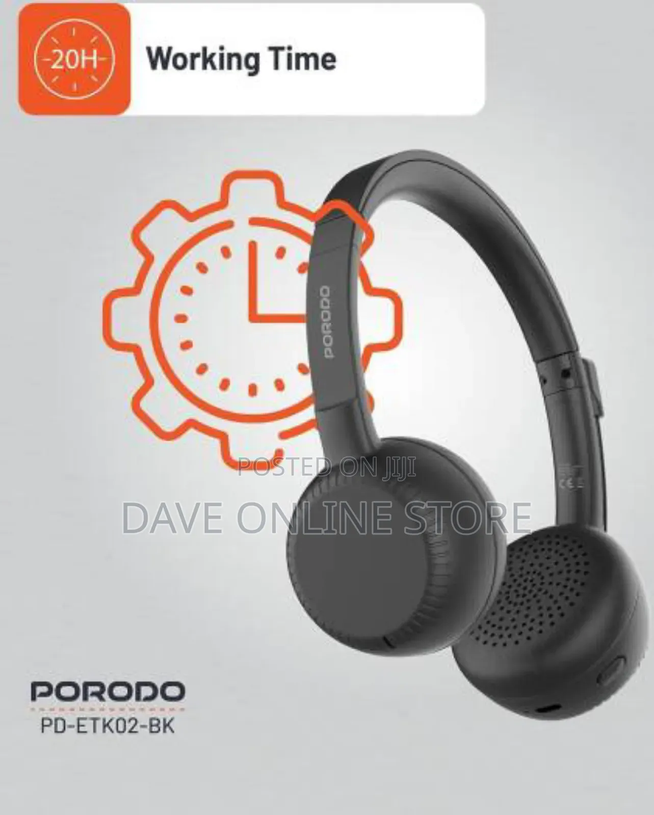 Porodo Office Wireless Headset, 20mw Max Power- Black