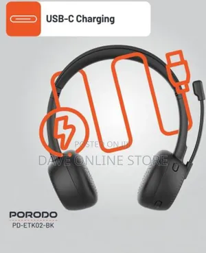 Porodo Office Wireless Headset, 20mw Max Power- Black