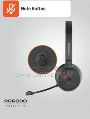 Porodo Office Wireless Headset, 20mw Max Power- Black