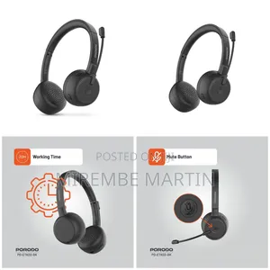 Porodo Office Wireless Headset - Black Sku: Pd-Etk02-Bk