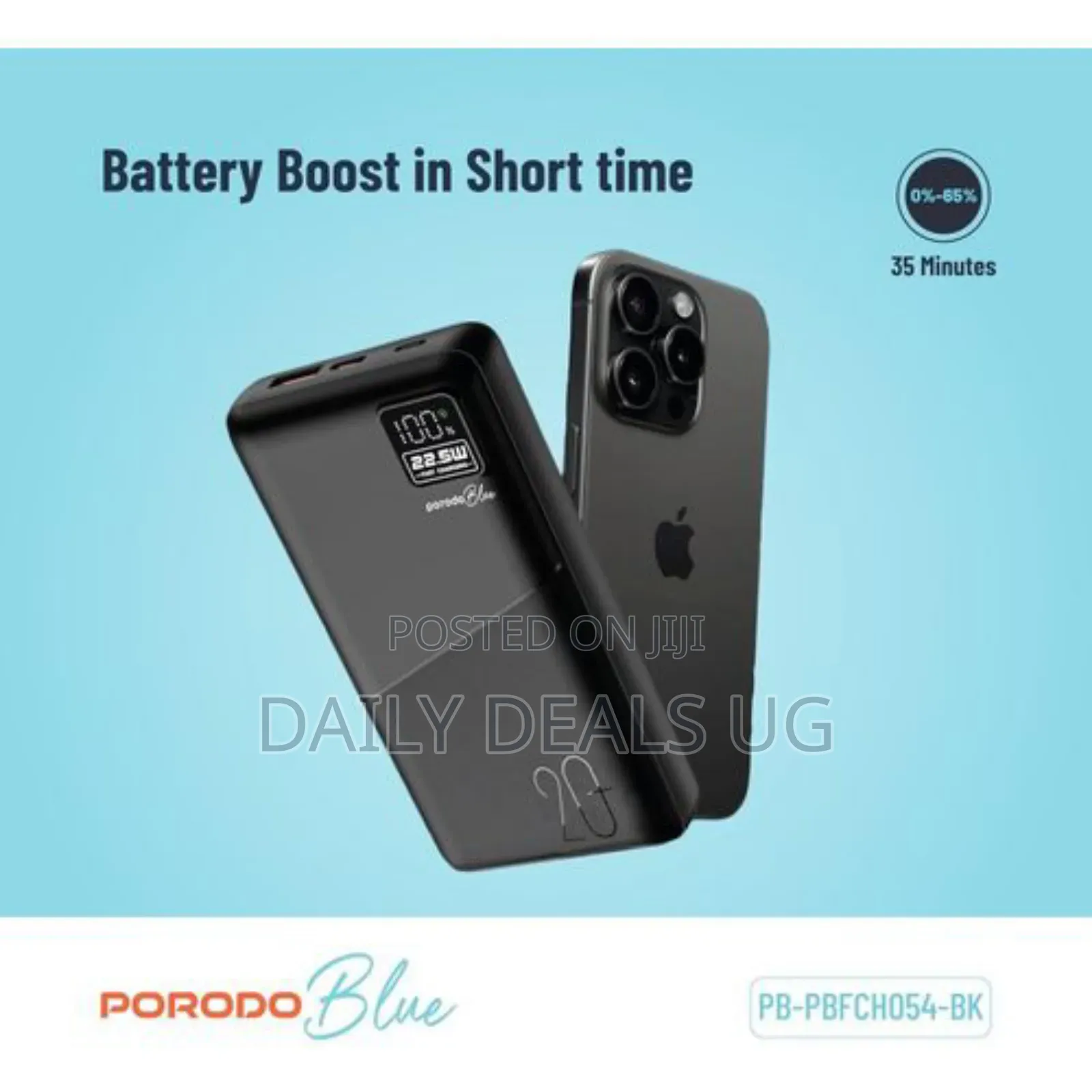 Porodo Blue Quick Charge Power Bank Mah, 20w – Black