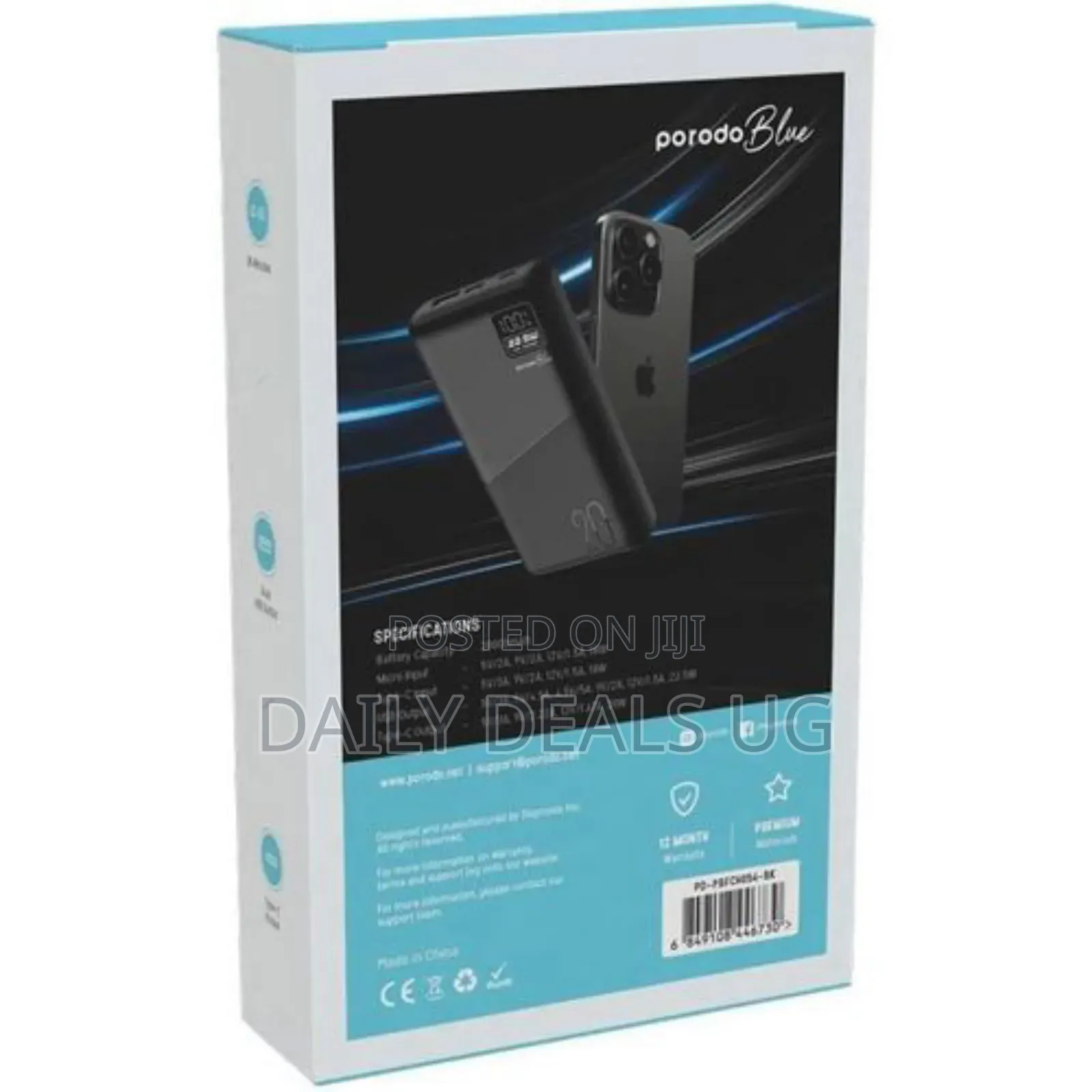 Porodo Blue Quick Charge Power Bank Mah, 20w – Black