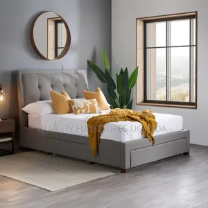2 Side Drawers Fabric Bed