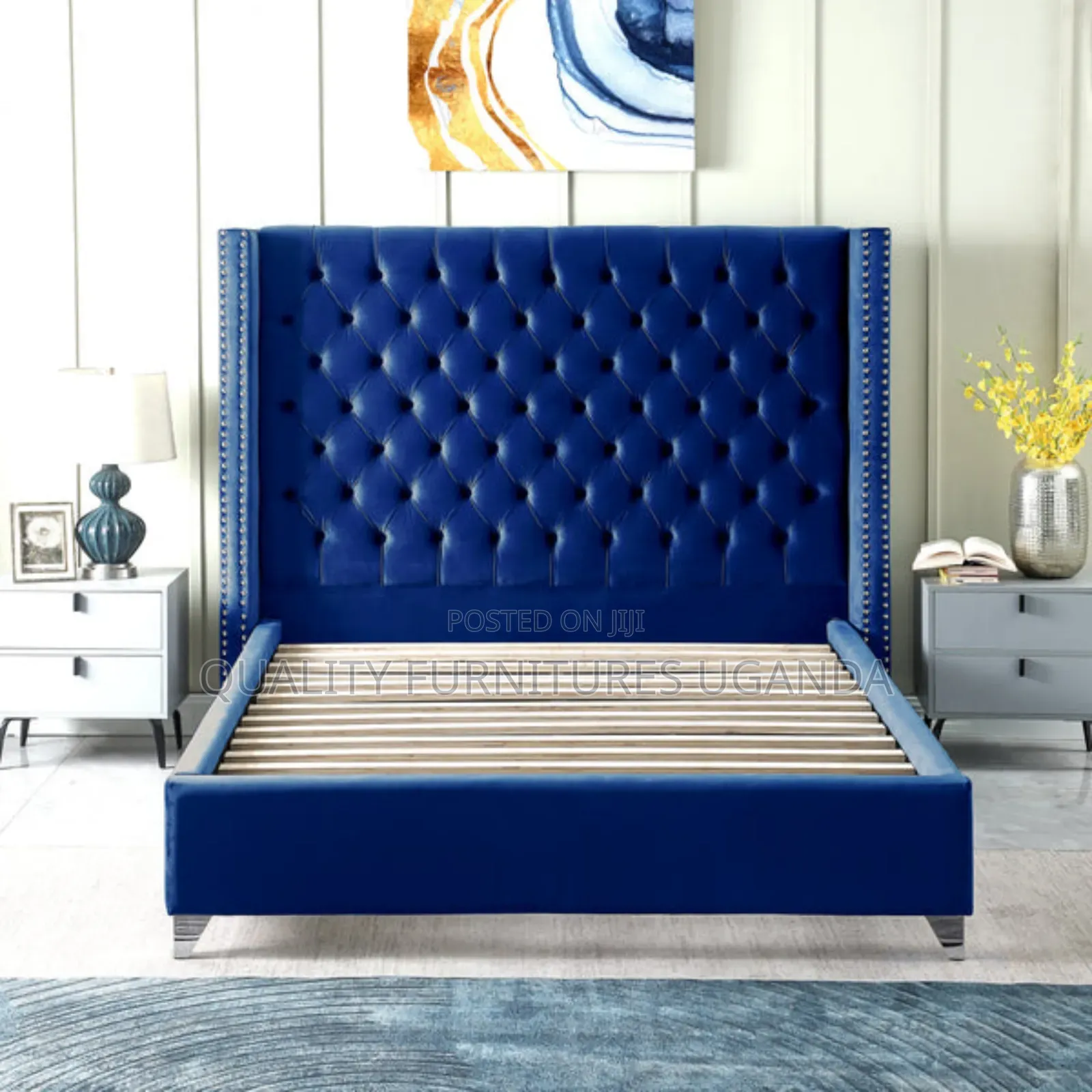 Blue Classic Fabric Bed